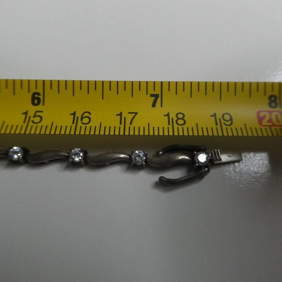 Sterling Silver 925 Diamonique Bracelet Rhinestones Faux Diamonds Box Clasp - Picture 7 of 7